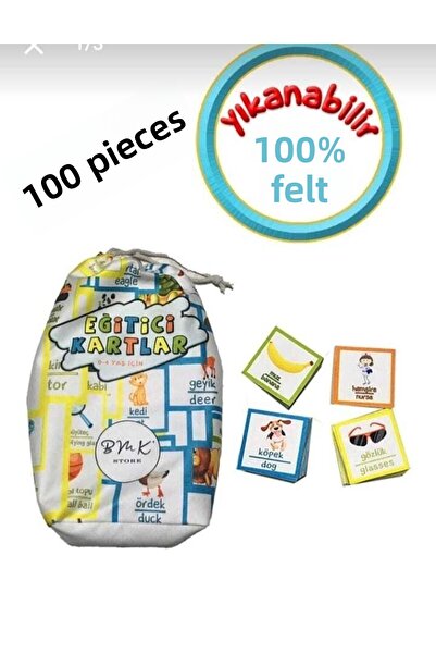 Nihal Süeda Preschool Washable Educational Felt Cards 100 Pieces