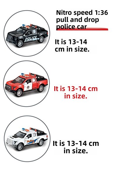 Adel Niitro Speed ​​1:36 Pull and Drop Police Car 3-Pack