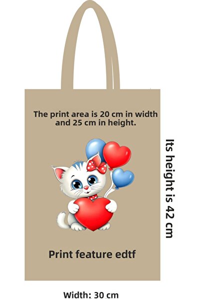 ilkadimbuklet حقيبة قماش سميكة الملمس – 46 سلك، 30×42 سم، طباعة DTF، موديل بمقبض