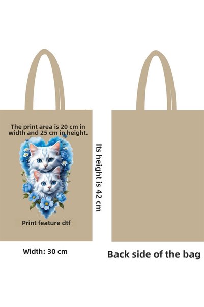 ilkadimbuklet Trendy Dtf Printed Cloth Bag – 30X42 Cm, Handle, Cotton