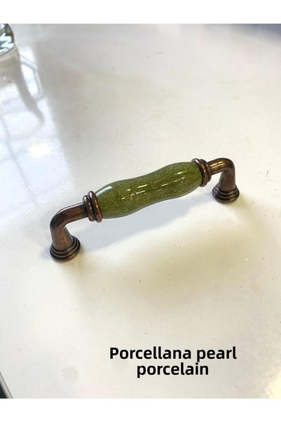 Porcellana Perla (9.6 سنتيمتر)-الأخضر-غطاء بورسلين مقبض الأثاث مقبض درج خزانة المطبخ كولب مقبض الحمام Sapphire-STK3342