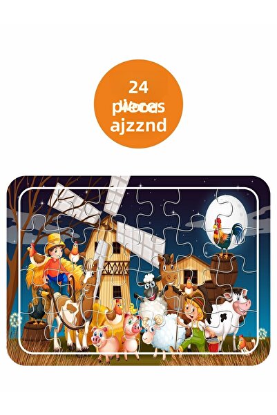 LİPYOS أحجية خشبية لحيوانات المزرعة مكونة من 24 قطعة