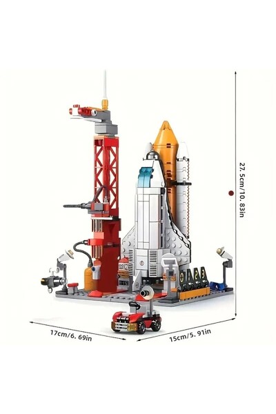 BUILDING BLOCK لغز السفر الفضائي للأعمار من 6 سنوات فما فوق - 521 قطعة هدية مكعبات تعليمية ثلاثية الأبعاد عالية التقنية