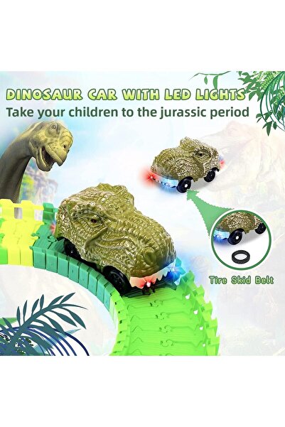 Sole Dinosaur World, Dinosour Tracks 96 Pieces Flexible Rail Race Track - 96 Pieces