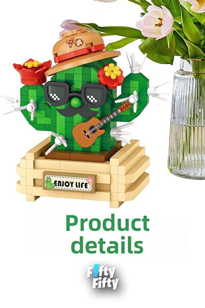 Vagonlife Cute Cactus Toy Import Set 380 Pieces Loz Micro Block Series