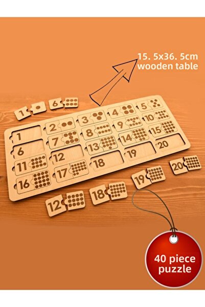 BELİNAY ÇOCUK DÜNYASI 20 قطعة من ألغاز الأرقام الخشبية ومطابقة الألعاب التعلي...