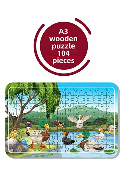 LİPYOS لغز البط والإوز اللطيف مقاس A3 مكون من 104 قطعة، لعبة، منشار قطع