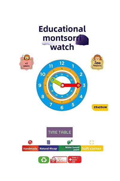TIME TABLE Wooden Educational Montessori Clock