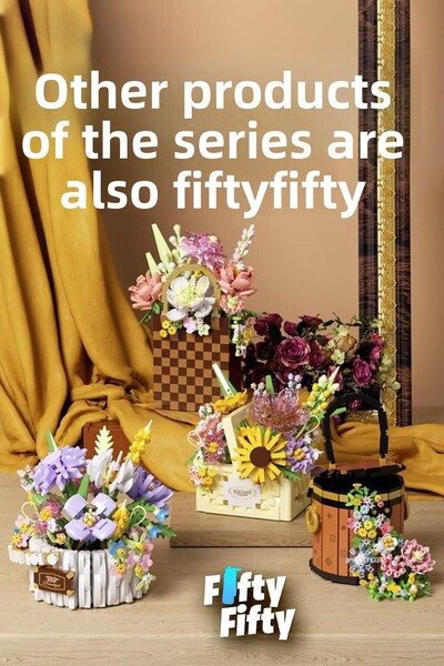 Vagonlife Panlos Yko Series Decorative and Collectible Basket Flower Bouquet Model 1208 Piece Construction Set -Ffp1