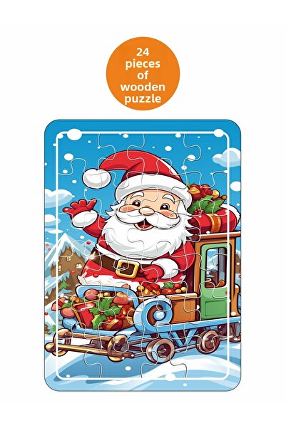 LİPYOS لغز خشبي للعام الجديد، سانتا، رجل الثلج، الغزلان، 24 قطعة