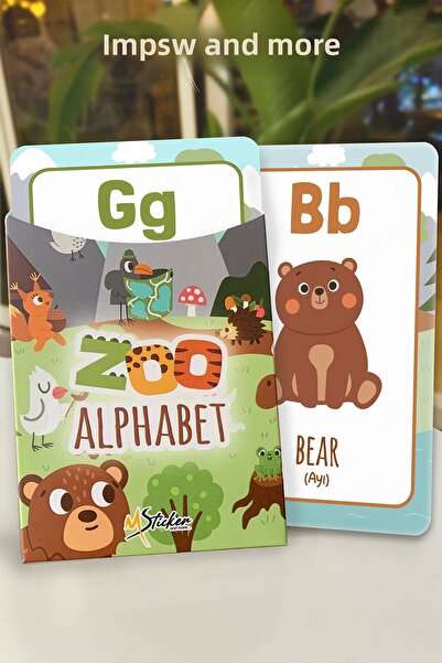 MSticker أنا أعرف الحيوانات والأبجدية، بطاقات تعليمية باللغة الإنجليزية الترك...