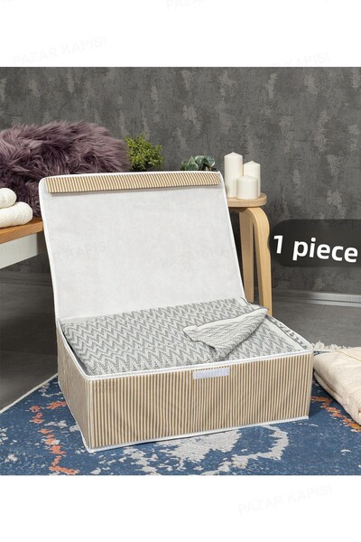 Pazar Kapısı Multi-Purpose Box Base Size Brown Striped 50X40X19 cm