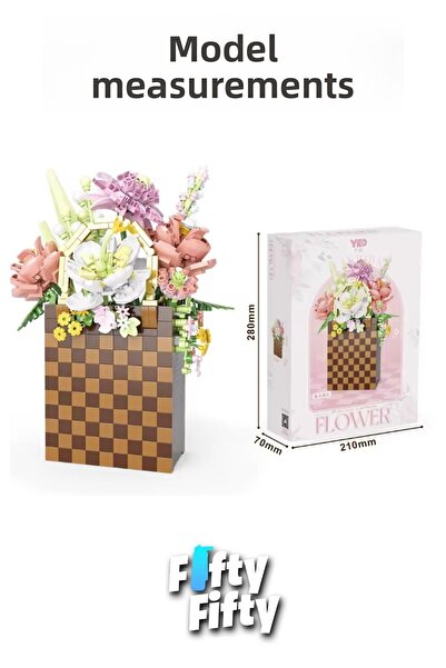 Vagonlife Panlos Yko Series Decorative and Collectible Basket Flower Bouquet Model 1208 Piece Construction Set -Ffp1