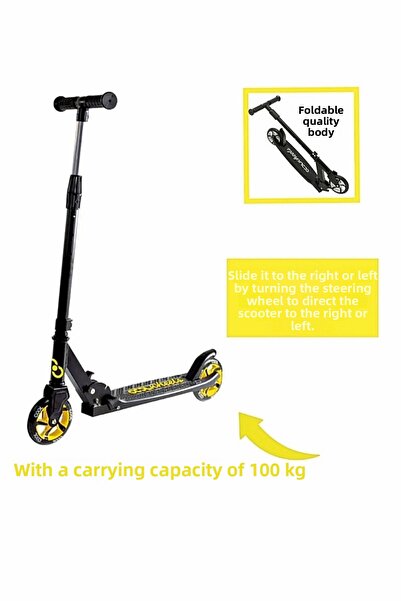 Şeker Adası Quality Yellow Children's Scooter Foldable 2 Wheels (8 Years Old ...