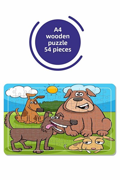 Baskı Atölyesi أحجية مكونة من 54 قطعة من كيوت دوجز مقاس A4، لعبة، منشار قطع