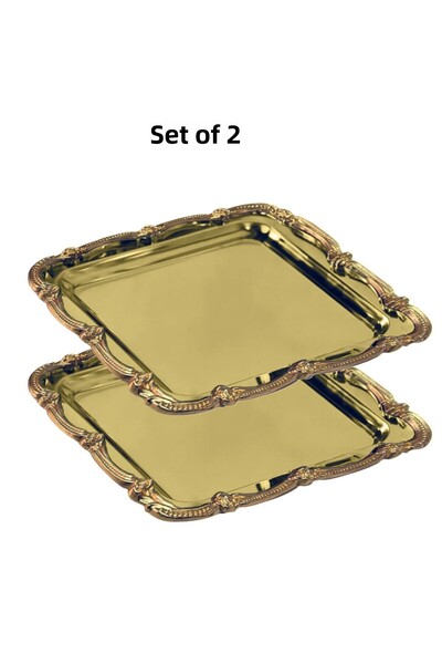 EVSTYLE 2-Piece Gold Ivy Tray - Stainless Steel