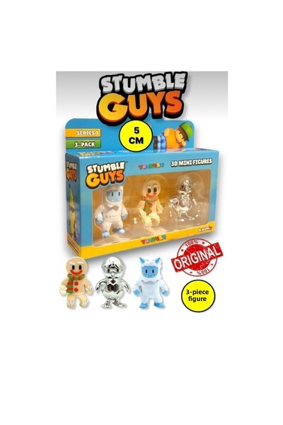 Giochi Presiozi Stumble Guys Series 1 - 3D Mini Figure Set 3 PCS Frost Yeti Gingerbread Hatchling - 5 cm