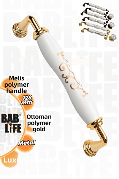 bablife Melis 128mm Porțelan Aspect Ottoman Aur Lux Modern Sertar Dulap Dulap Mânere Mobilier