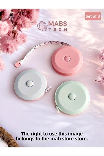 Mabs Tech مجموعة شريط قياس صغير أوتوماتيكي بطول 1.5 متر مكونة من 3 قطع - جودة...