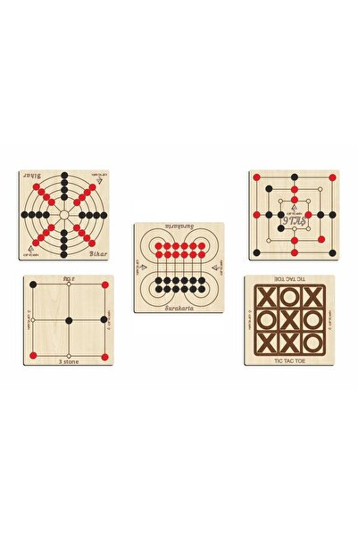 Ahtek مجموعة ألعاب مكونة من 5 قطع، لعبة خشبية Tıc-tac-toe، 3 أحجار، 9 أحجار، ...