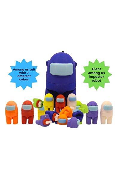 AMONG US Amongus Toy Robot Impostor Full Set with 8 Figures Original Details Quality Production (Blue)