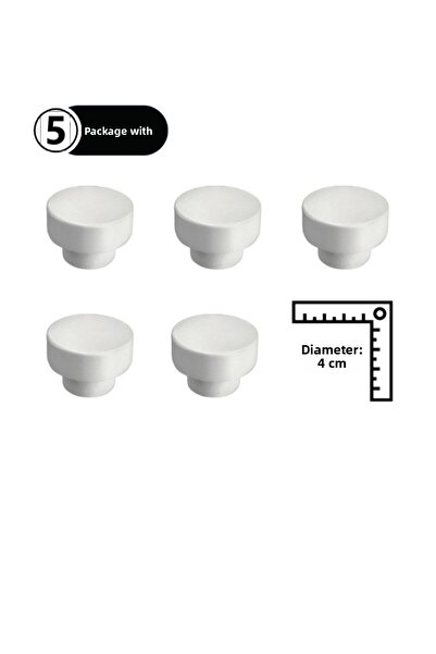 TURUNÇ AKSESUAR 5 Pieces Tiny White Round Handles - Baby Kids Teen Room Handl...