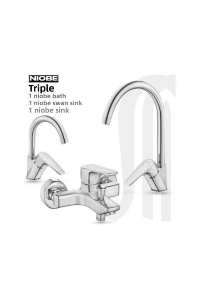 Eca E.c.a Nıobe Bathroom, Nıobe Sink, Nıobe K. Sink Faucet Triple Set