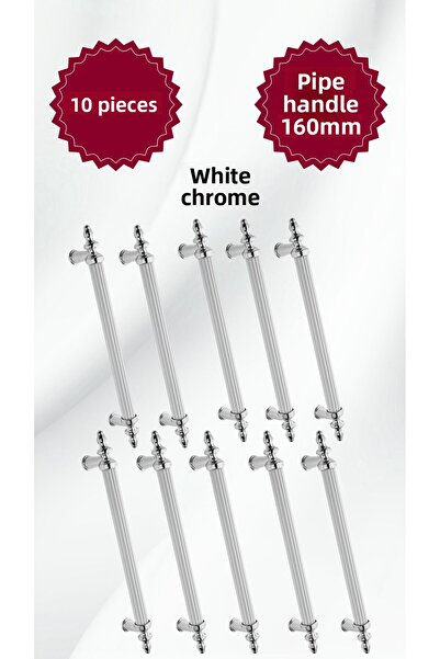MKLAKS مقبض أنبوب بلاستيكي 160 مم (أبيض-كروم) أثاث درج مطبخ خزانة 10 عبوات - ...