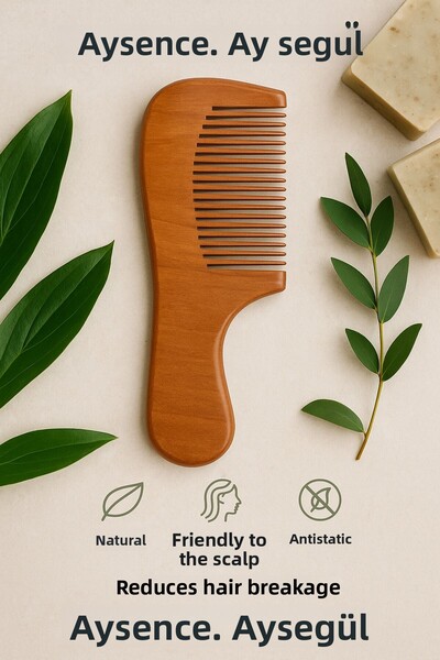 tarak Aysence.Ayşegül Φυσική Ξύλινη Χτένα Μαλλιών – Μικρό Μέγεθος - Αντιηλεκτρική, Χτένα Περιποίησης Μαλλιών