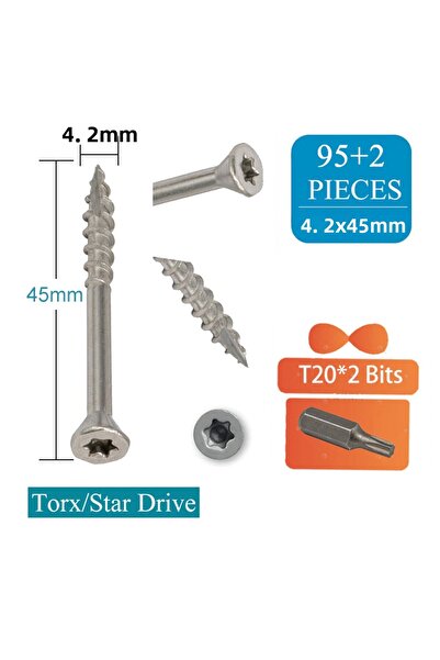 Choice1 97 قطعة من براغي الخشب توركس المصنوعة من الفولاذ المقاوم للصدأ، براغي...