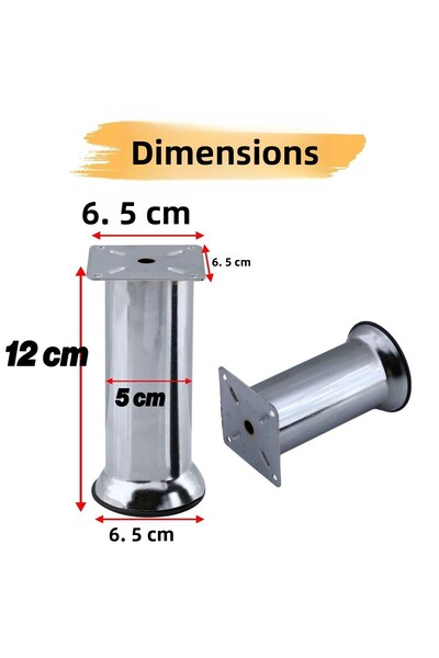 Badem10 (12Pcs) Base Furniture Armchair Sofa Bed Sofa Bed Support Upgrade Leg Feet Metal Chrome 12cm