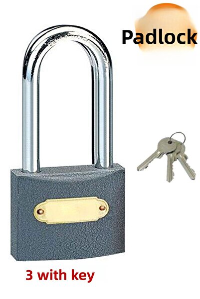 Badem10 قفل طويل 50 ملم 3 مفاتيح لون رمادي