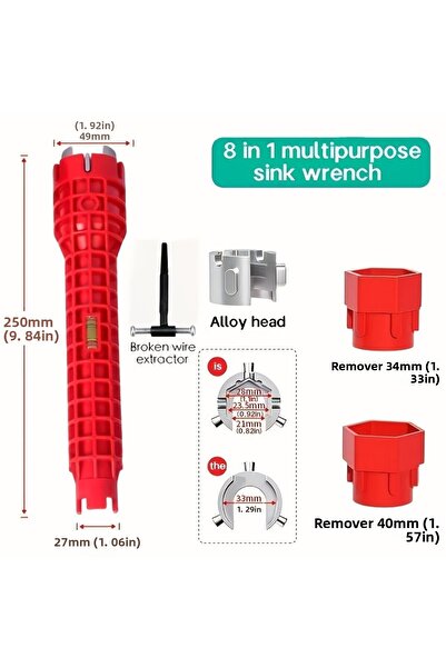 Choice 8in1 8 In 1 Bathroom Wrench Set Faucet And Sink Installation Multifunctional Angle Valve Water Heate