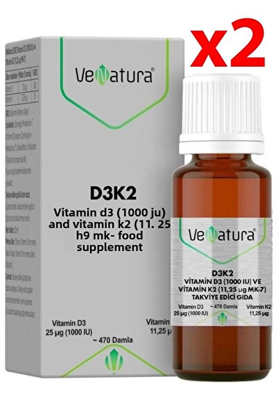 VeNatura Vitamin D3 1000 Iu and Vitamin K2 11.25 Ug Mk-7 2 Pieces