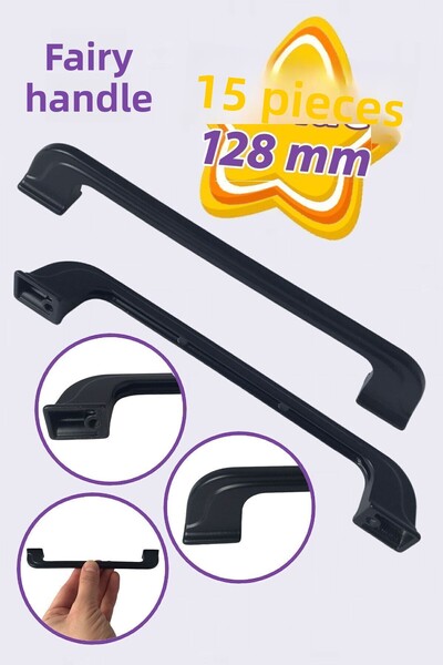 GLASWEN مقبض خرافي أسود 128 ملم - 15 قطعة مقابض أثاث معدنية لدرج المطبخ مع با...