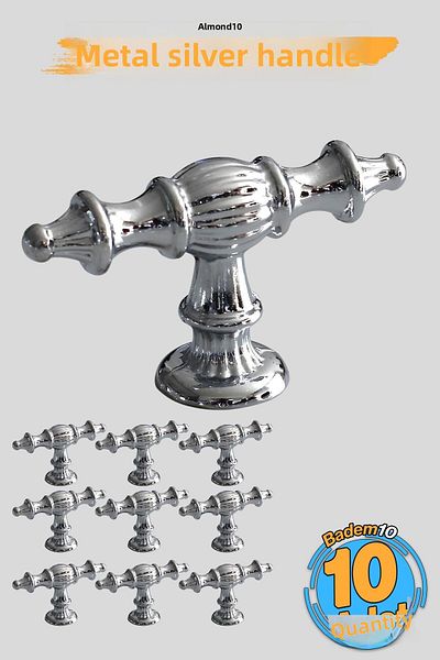 Badem10 Şehzade Chrome Silver Handle Button 10Pcs Furniture Kitchen Drawer Cabinet Cupboard Handles Cover Handle Kulb
