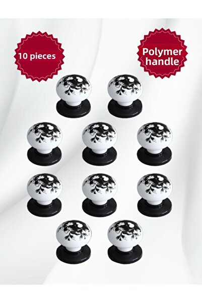 MKLAKS مقبض بلاستيكي بوليمر أسود لباب خزانة درج المطبخ، عبوة من 10 قطع - تصمي...