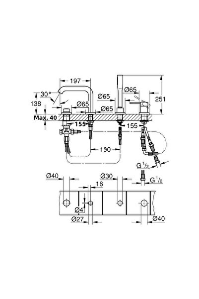 Grohe Baterie cada Grohe Essence 19578A01, 1/2 inch, montare pe cada, monocomanda, cartus ceramic, Grafit