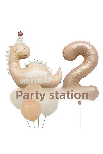 Parti Station مجموعة بالونات ملونة بوهيمية بمفهوم ديناصور بعمر عامين - بالون ...