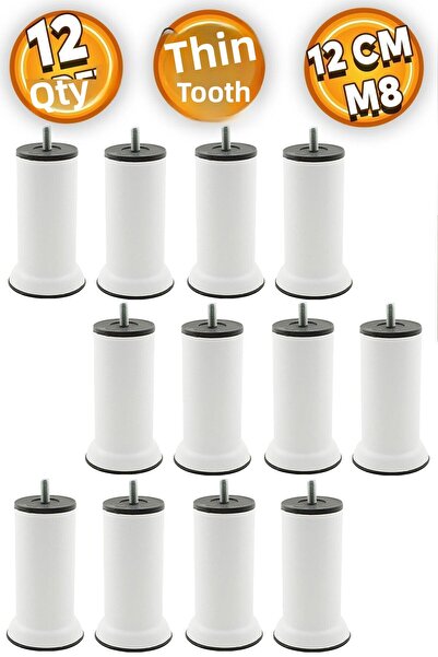 Badem10 M8 Mobilier Baza Canapea Fotoliu Canapea Convertibilă Picior de înălțire - 12 Cm Picioare Metal Alb, 12 Buc