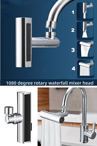 Berev 4 Modes Waterfall Adjustable Chrome Faucet Head - Kitchen Sink and Sink Faucet