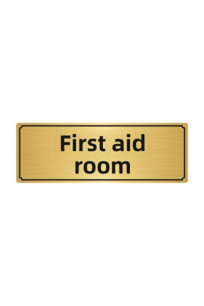 Özarslan Dizayn First Aid Room Direction Sign Gold Color Metal 5Cmx20 Cm.