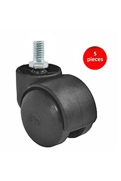 ALETÇANTAM Plastic Black Seat Caster Office Desk Chair Screw Wheel -5 Pcs