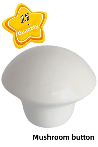 GLASWEN 15 bucăți mâner cu buton ciupercă albă pentru mobilă, sertar, ușă dulap, mâner metalic, accesorii cu șuruburi
