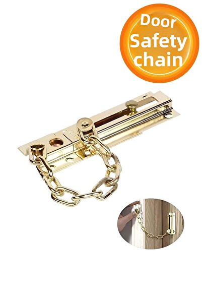 Badem10 قفل باب منزلق (أصفر) سلسلة أمان نافذة حديدية قفل سلسلة أمان للباب الفولاذي