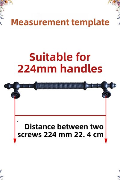 Badem10 Lemn de molid Negru Metal 224 Mm (22,4 CM) Mobilier Bucătărie Sertar Dulap Dulap Mâner Capac Mâner Mânere