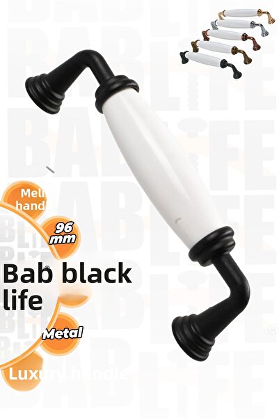 bablife Melis 96mm Porțelan Aspect Plat Alb Negru Lux Modern Sertar Dulap Dulap Mânere Mobilier