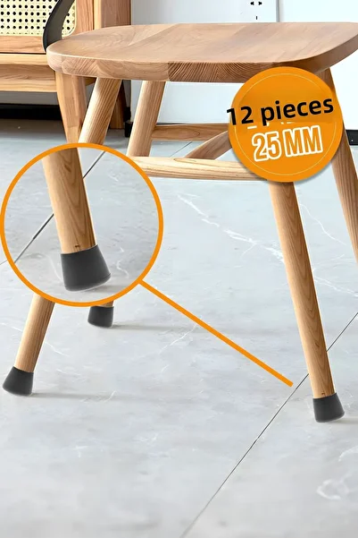 senal ticaret 12 Pieces 25 mm Black Silicone Table Chair Shoe Anti-Slip Seat Floor Protector Anti-Scratch Foot Cover