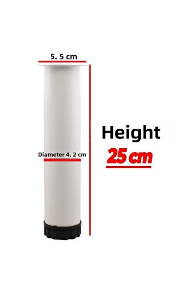 Badem10 Canapea de mobilier din metal alb de 25 cm - arțar reglabil, bază de ridicare și picior de susținere