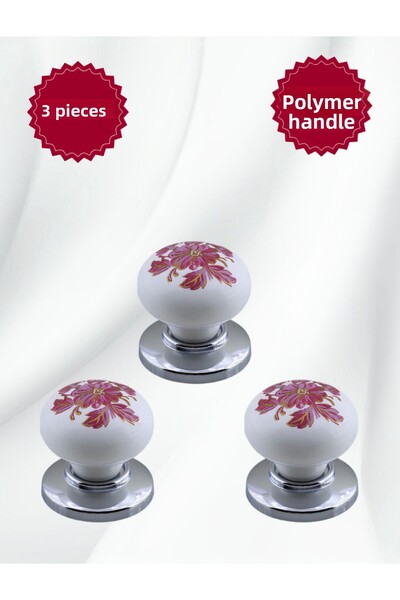 MKLAKS مقبض بلاستيكي بوليمر مع غطاء خزانة درج المطبخ من الكروم، 3 عبوات - تصم...